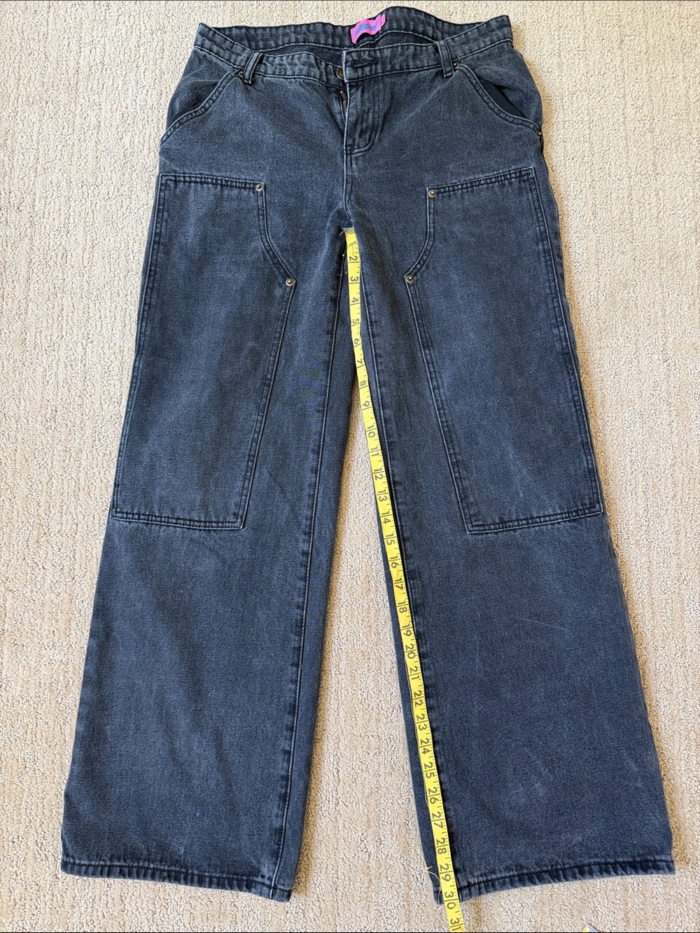 Edikted Charcoal Wide-Leg Utility Jeans Medium